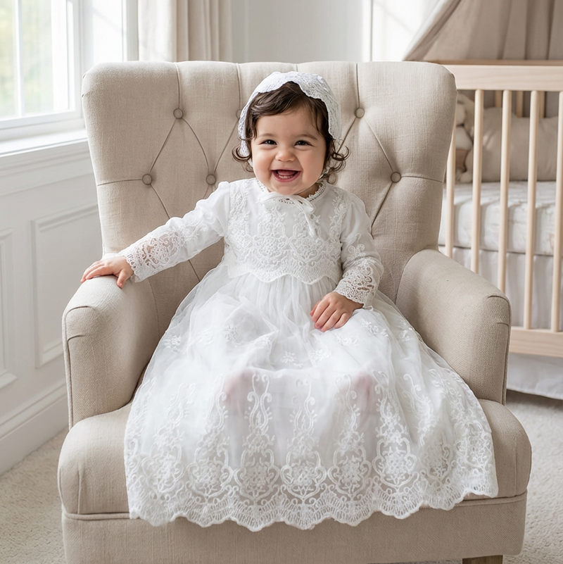 The White Julia Christening Gown Nicolette's Couture The White Julia Christening Gown Nicolette's Couture