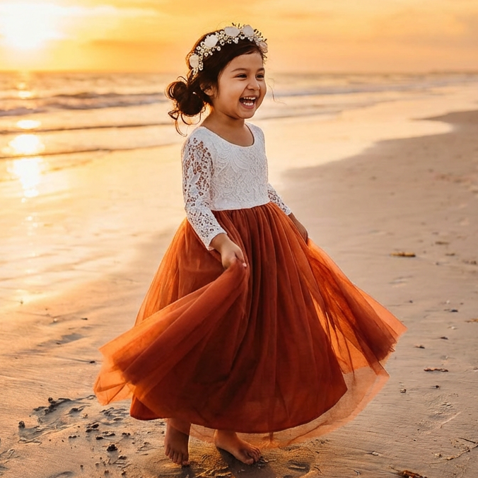 Nicolette's Couture Women's Rust Vintage Lace and Tulle Flower Girl Dress, Size 4 Nicolette's Couture Women's Rust Vintage Lace and Tulle Flower Girl Dress, Size 4