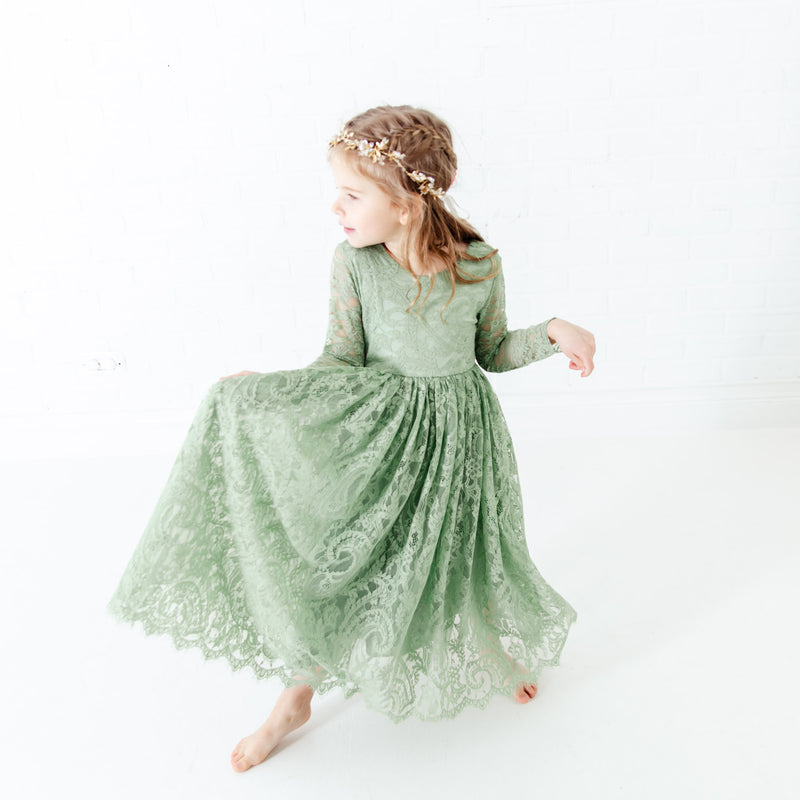 Paisley Flower Girl Dress in Sage Green Nicolette's Couture Paisley Flower Girl Dress in Sage Green Nicolette's Couture