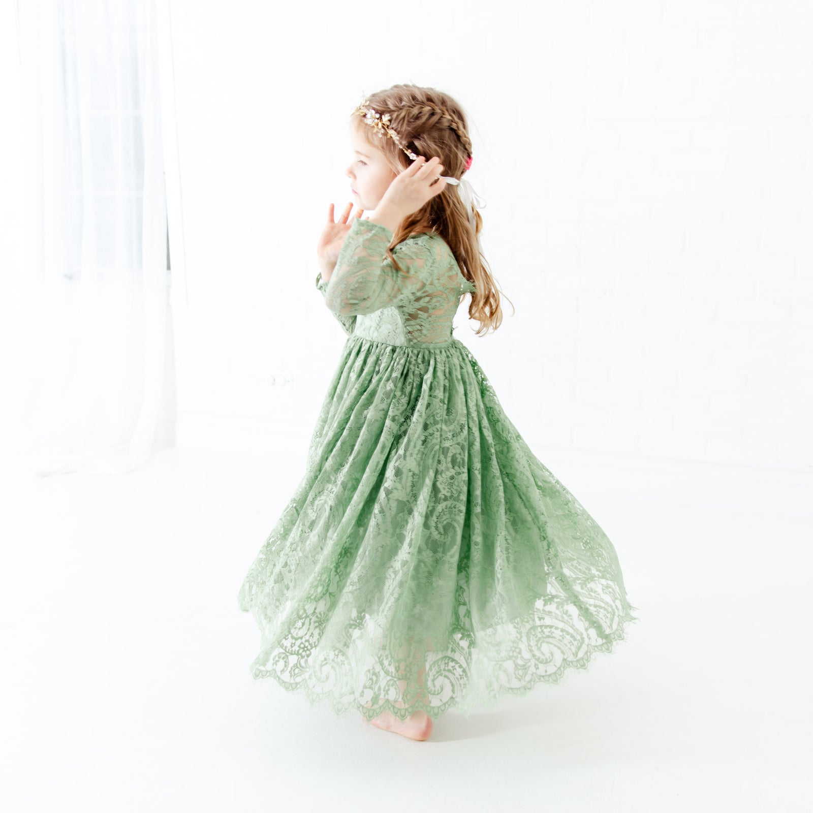 green lace dress size 14 Rowan Lace Dress in Sage main image 1
