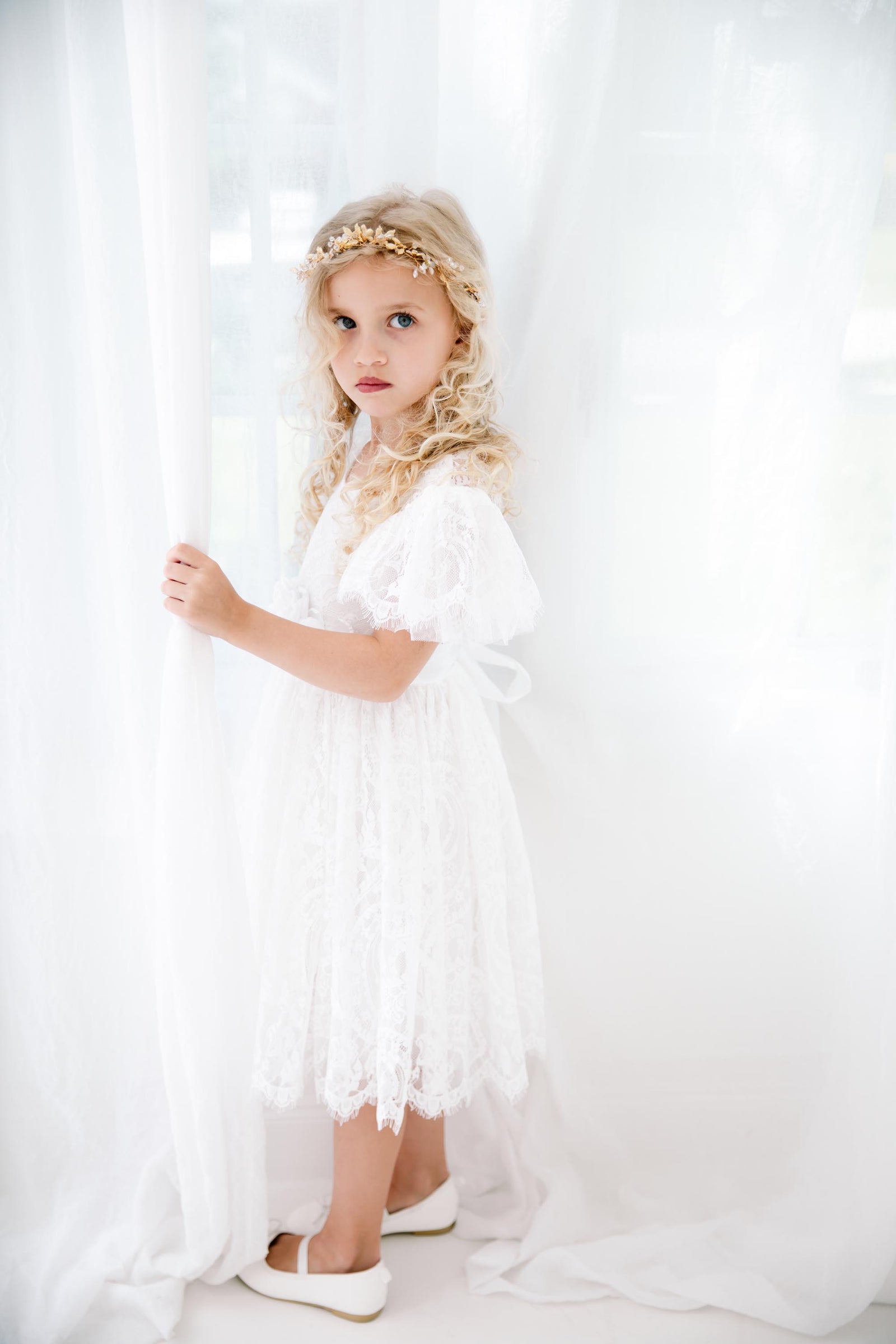 Nicolette's Couture Ivory Lace Dress for female, 12 Months