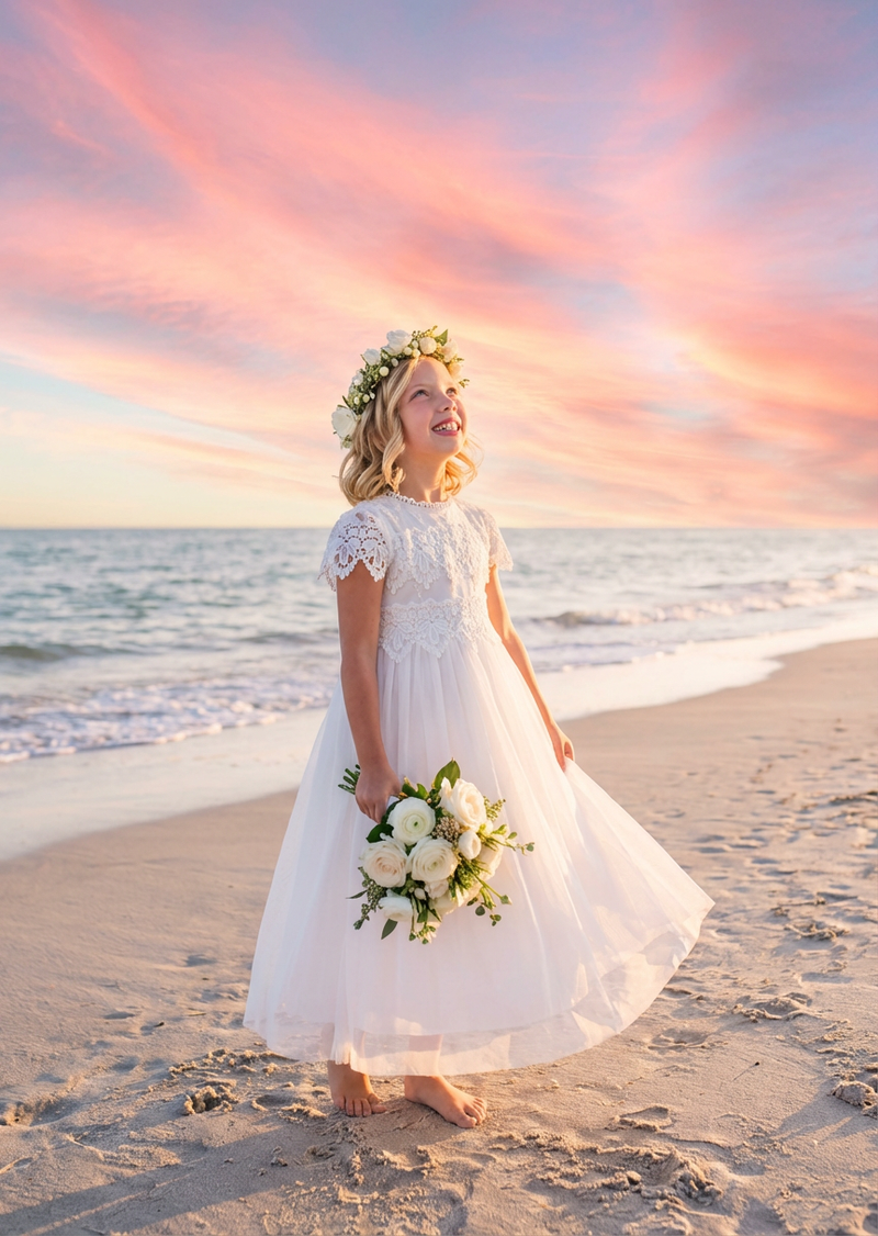 The Sienna White Lace Christening Gown Dress - Nicolette's Couture