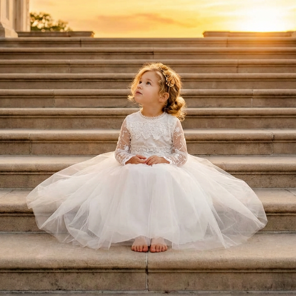 The Tyra Long Sleeve Flower Girl Dress – Nicolette's Couture