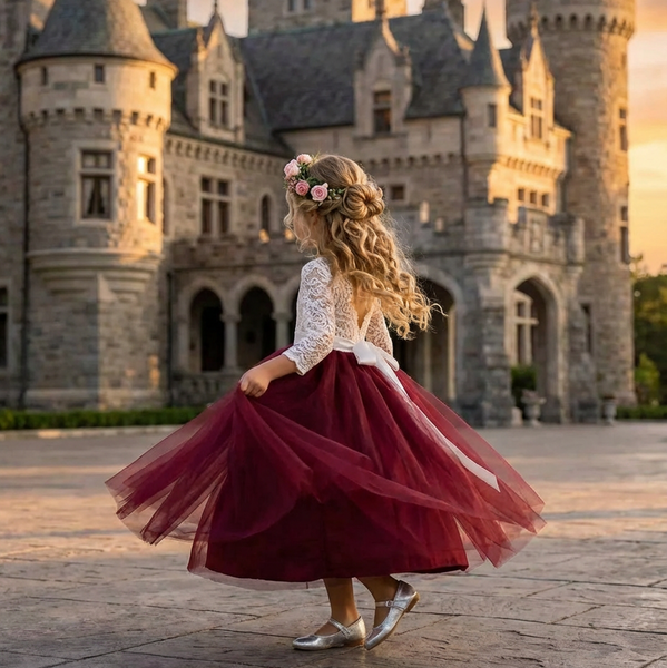 burgundy tutu dress Solange Dress in Burgundy Tulle L
