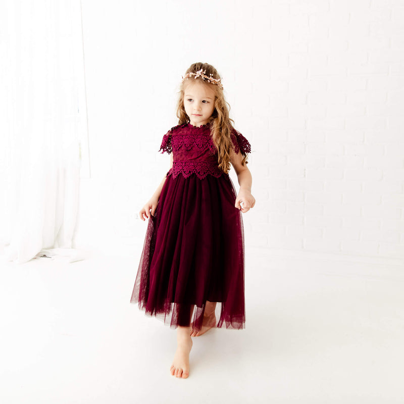 Wine Red Sienna Flower Girl Red Dress Nicolette's Couture Wine Red Sienna Flower Girl Red Dress Nicolette's Couture