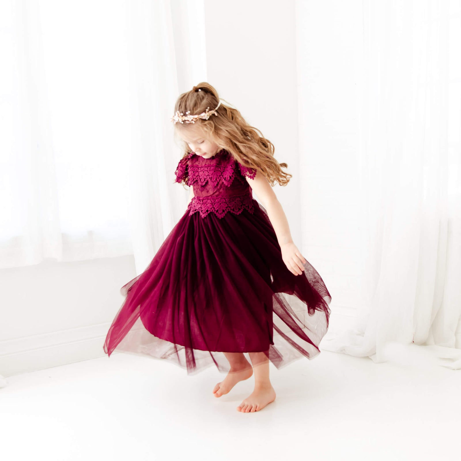Wine Red Sienna Flower Girl Red Dress – Nicolette's Couture