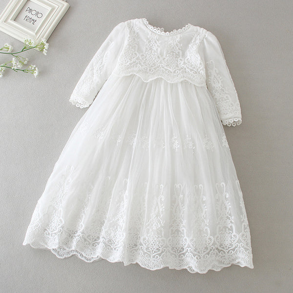 Baby Girls Lace Dress, Baby Girls Long Sleeve Christening Gown Christening  Dress, Girls Baptism Dress Gown, Infant Lace Blessing Gown Bonnet - Etsy