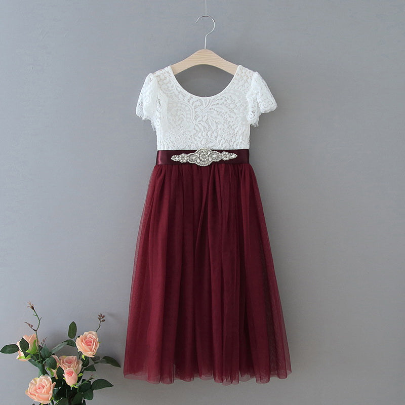 In Wine Color Aria Flower Girl Dress Comes with Beautiful Features ...