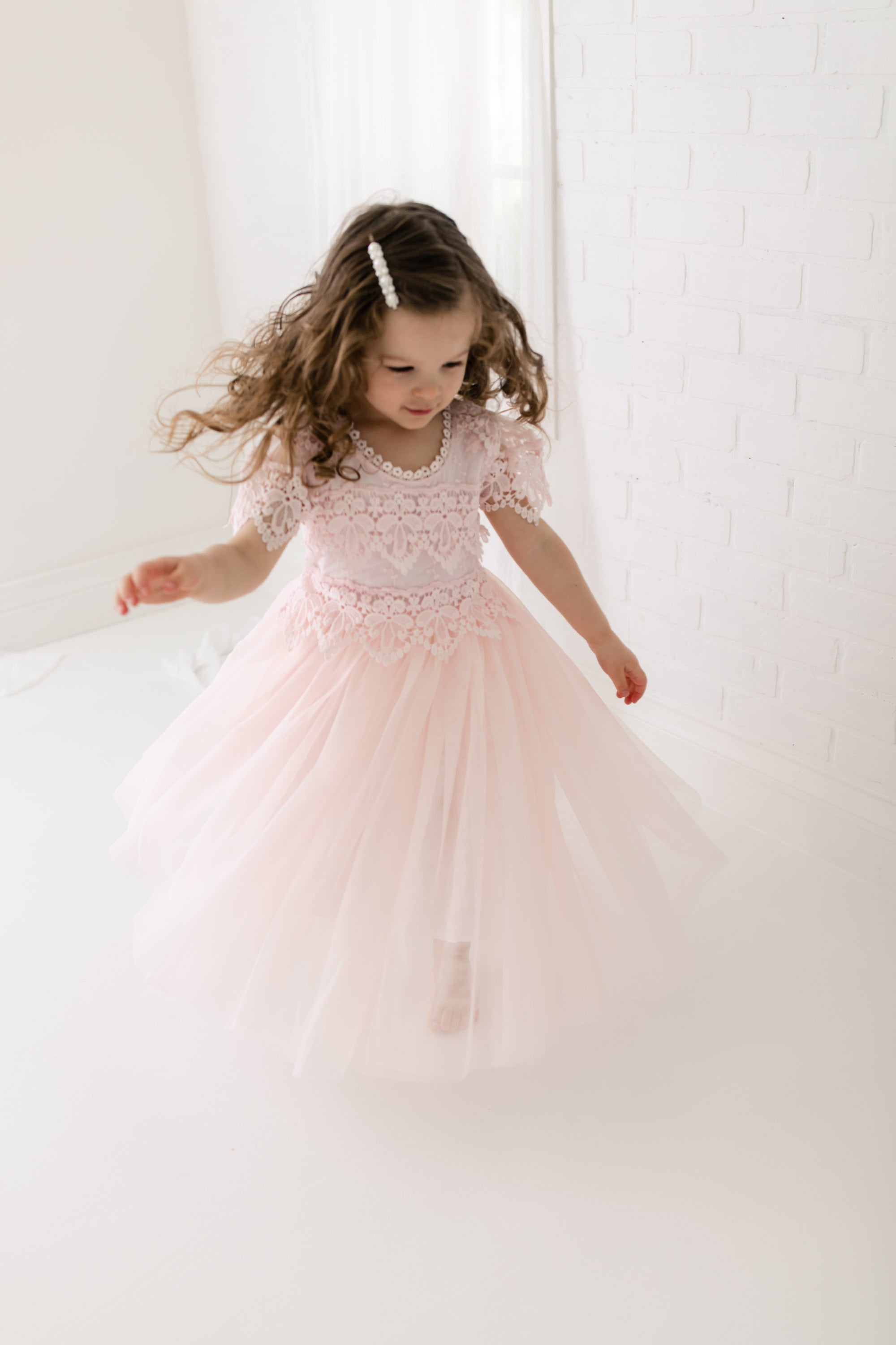 Blush Pink Sienna Flower Girl Dress Available – Nicolette's Couture