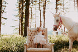 Flower Girl Wearing Pink Dress and A Horse