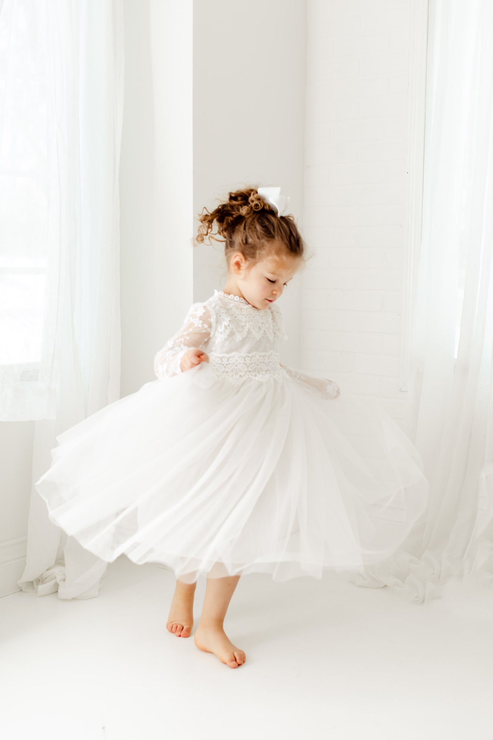 The Tyra Long Sleeve Flower Girl Dress – Nicolette's Couture