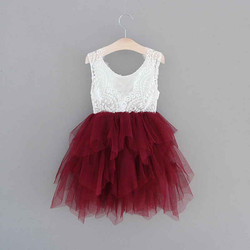 Nicolette's Couture Female Burgundy Tiered Tutu Dress, 4T Nicolette's Couture Female Burgundy Tiered Tutu Dress, 4T