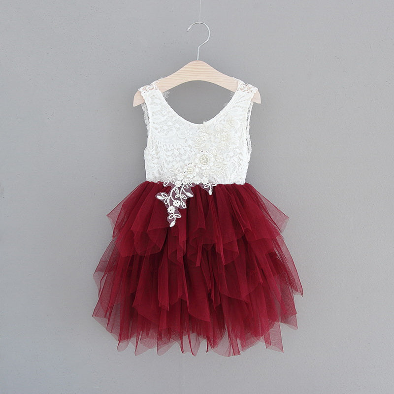 Nicolette's Couture Female Burgundy Tiered Tutu Dress, 4T