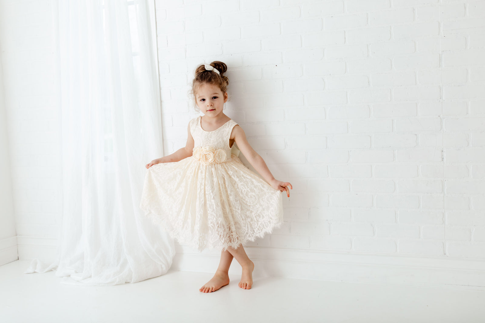 The Lauren Ivory Flower Girl Dress  Nicolette's Couture