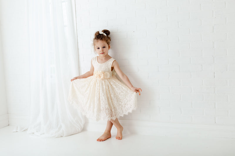 The Lauren Ivory Flower Girl Dress Nicolette's Couture The Lauren Ivory Flower Girl Dress Nicolette's Couture