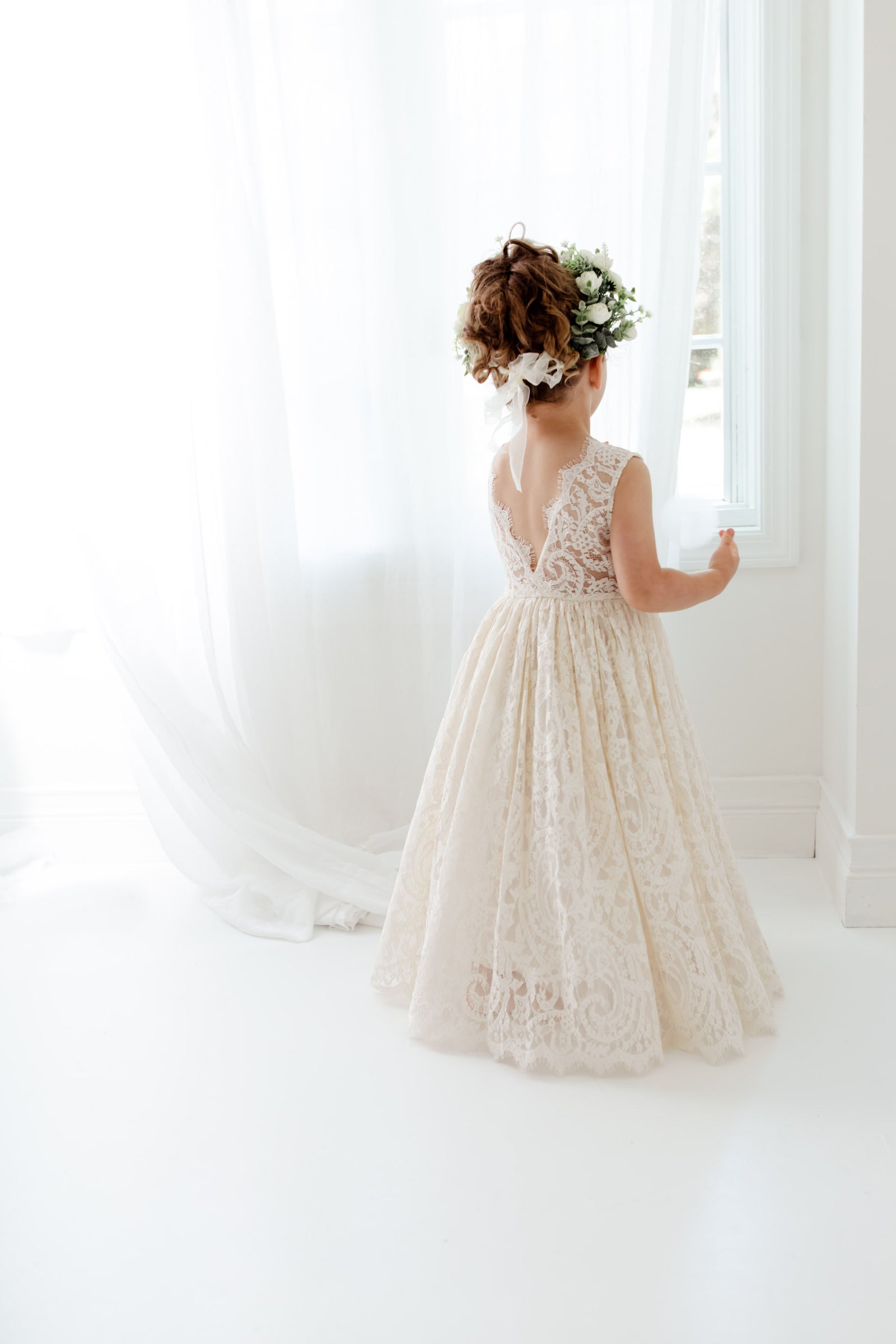 The Ophelia Flower Girl Dress in Ivory – Nicolette's Couture