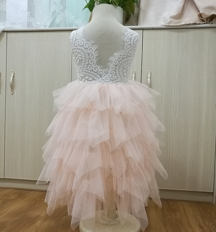 Back of Pink Flower Girl Dress