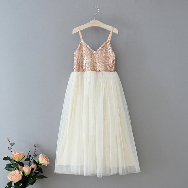 White and rose outlet gold flower girl dress