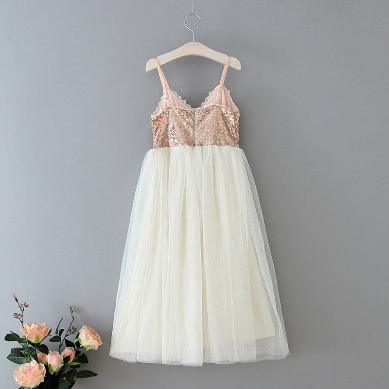 Nicolette's Couture Rose Gold Floor Length Tulle Dress for Female, 3T