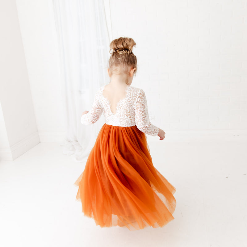 Jocelyn Rust Orange Flower Girl Dress Nicolette's Couture 4 / Rust