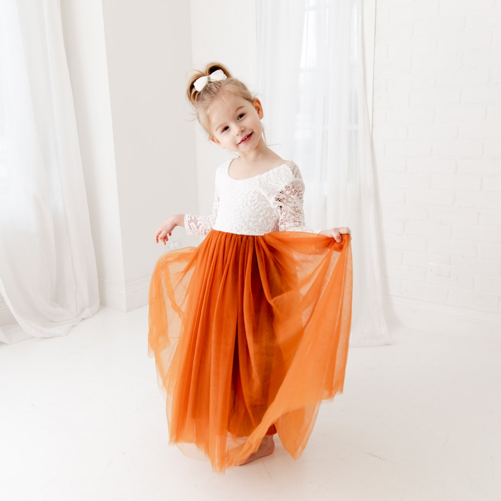 orange tutu dress Jocelyn Rust Flower Girl Nicolette's Couture 4 / Rust Bella Belle Sophia Lace See sizing chart for GWP App Size:8-9 Y