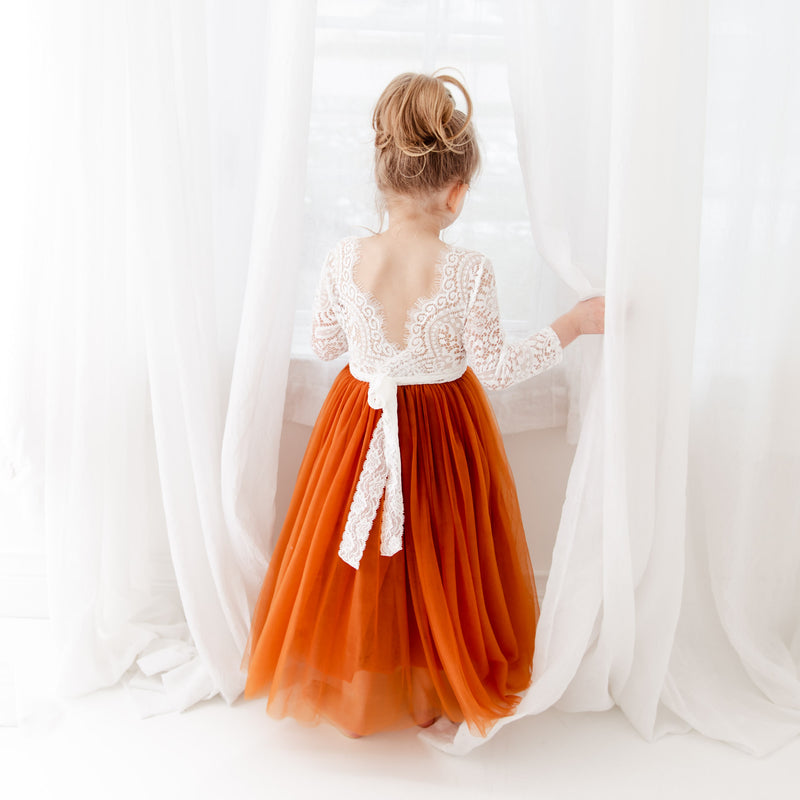 Nicolette's Couture Women's Rust Vintage Lace and Tulle Flower Girl Dress, Size 4 Nicolette's Couture Women's Rust Vintage Lace and Tulle Flower Girl Dress, Size 4